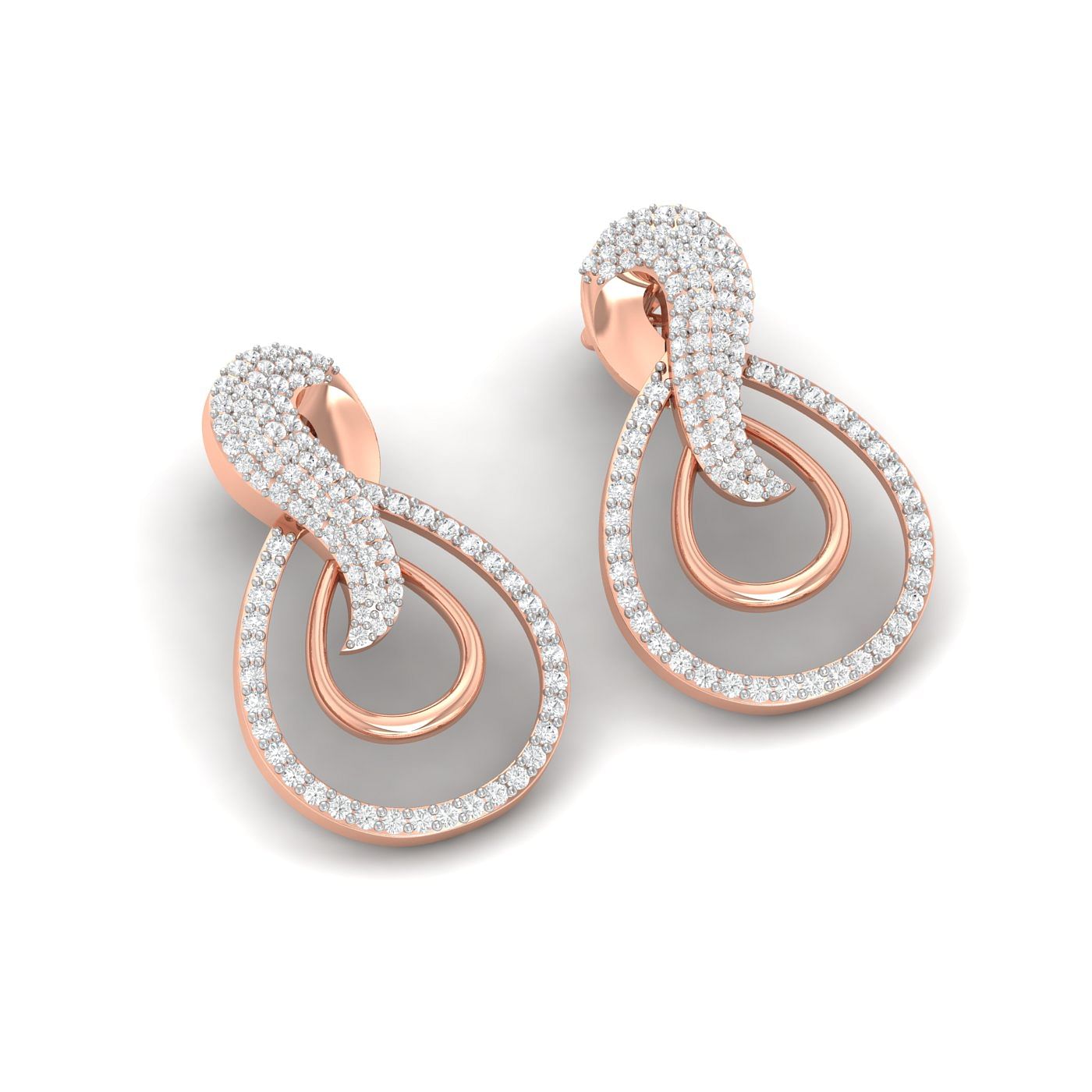 rose gold real diamond stud earrings for wedding