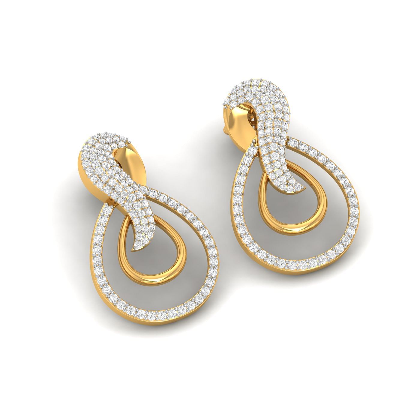 yellow gold real diamond stud earrings for wedding