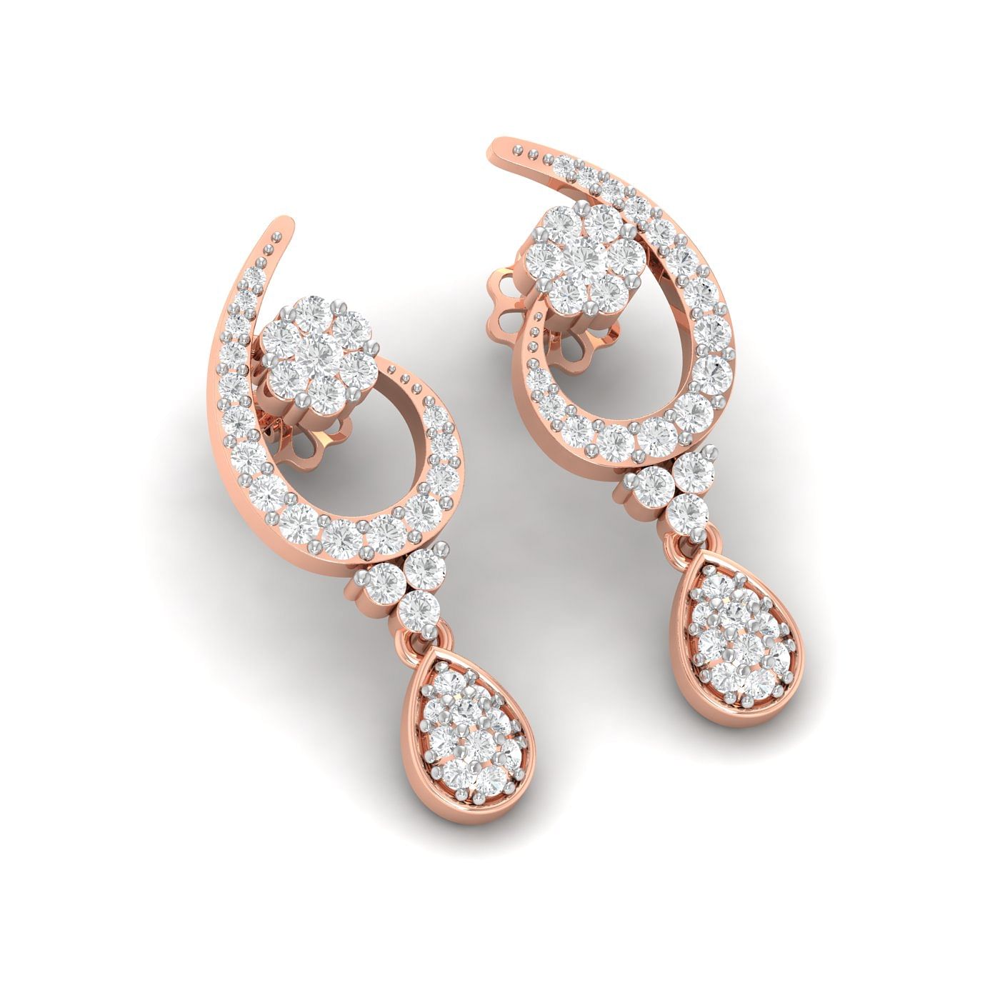 engagement wear long drop diamond earrings for women