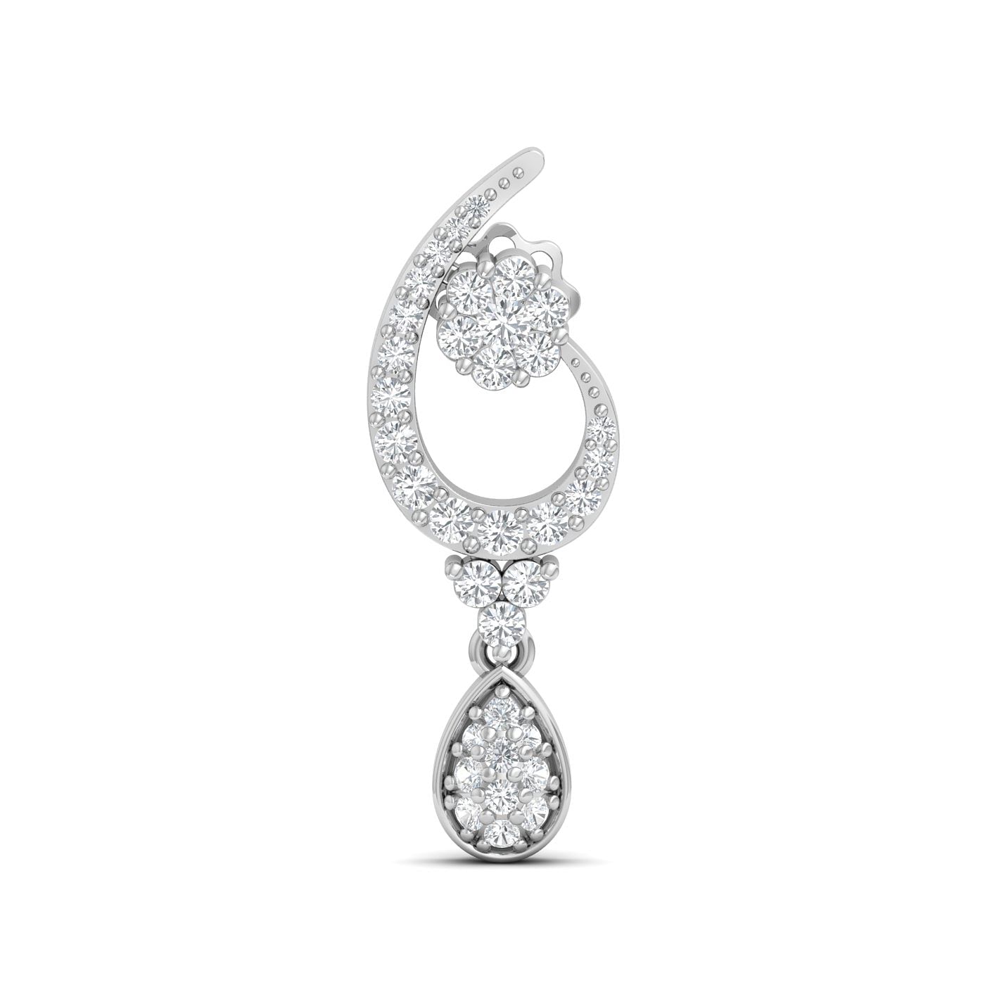 white gold engagement wear long drop diamond earrings