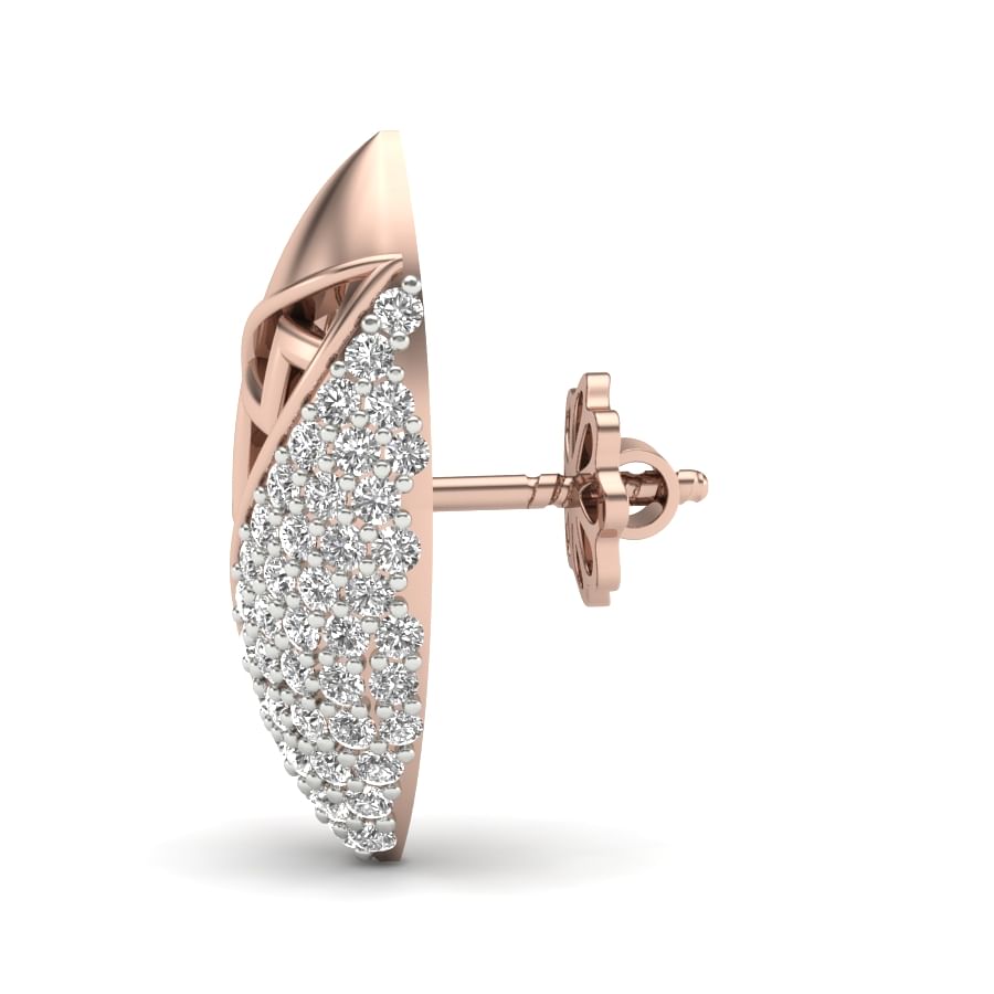 oval style rose gold diamond stud earring set
