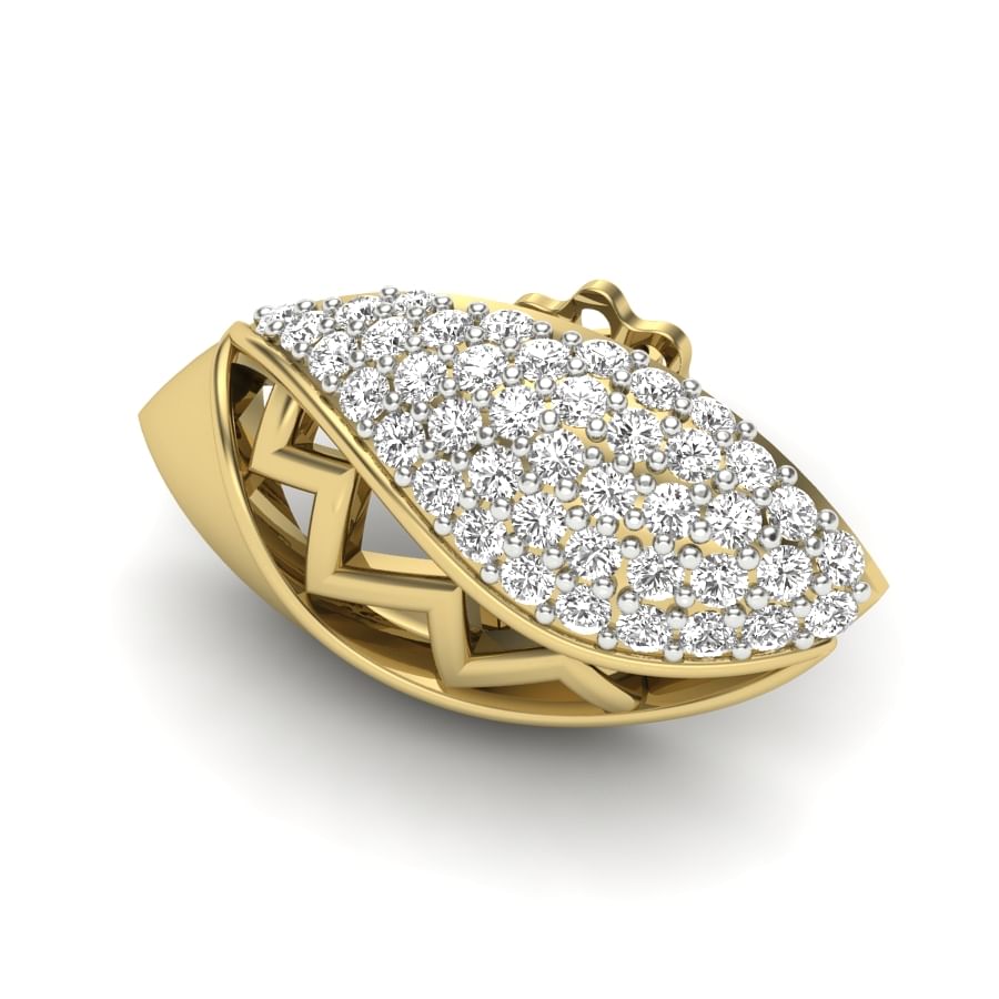 oval style yellow gold diamond stud earring set
