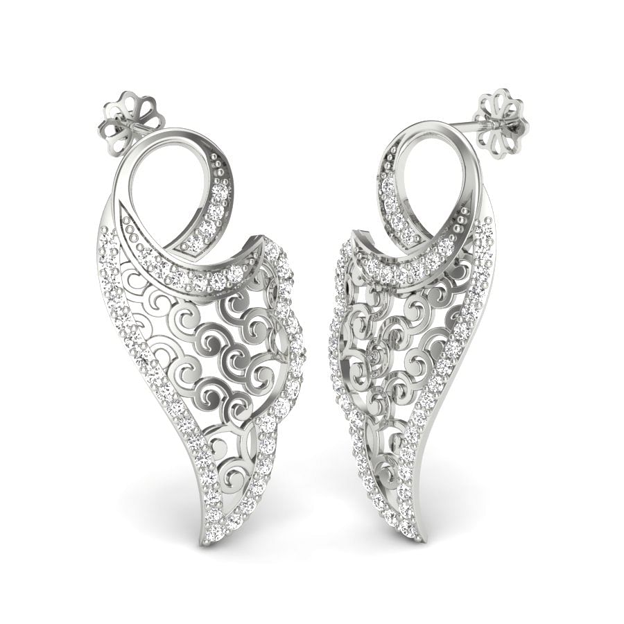 Fleur Design Heavy Diamond White Gold Earring