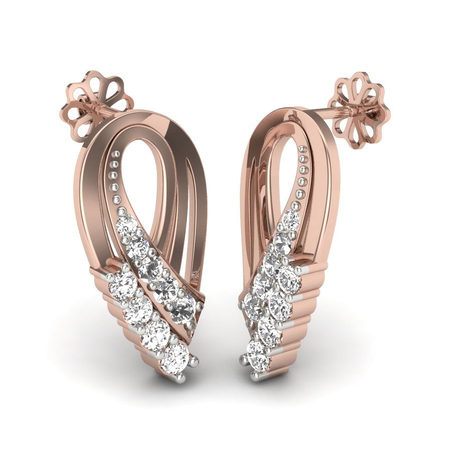 18k rose gold heavy earring for engagement