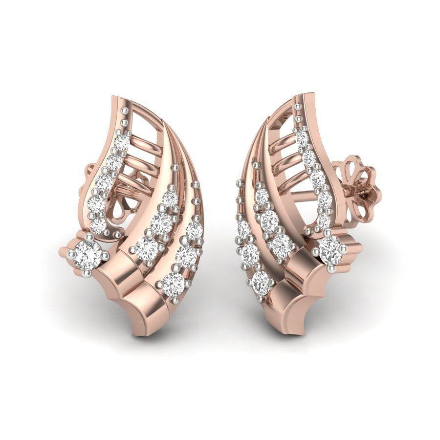 Petals Design Style 18k Rose Gold Diamond Earring