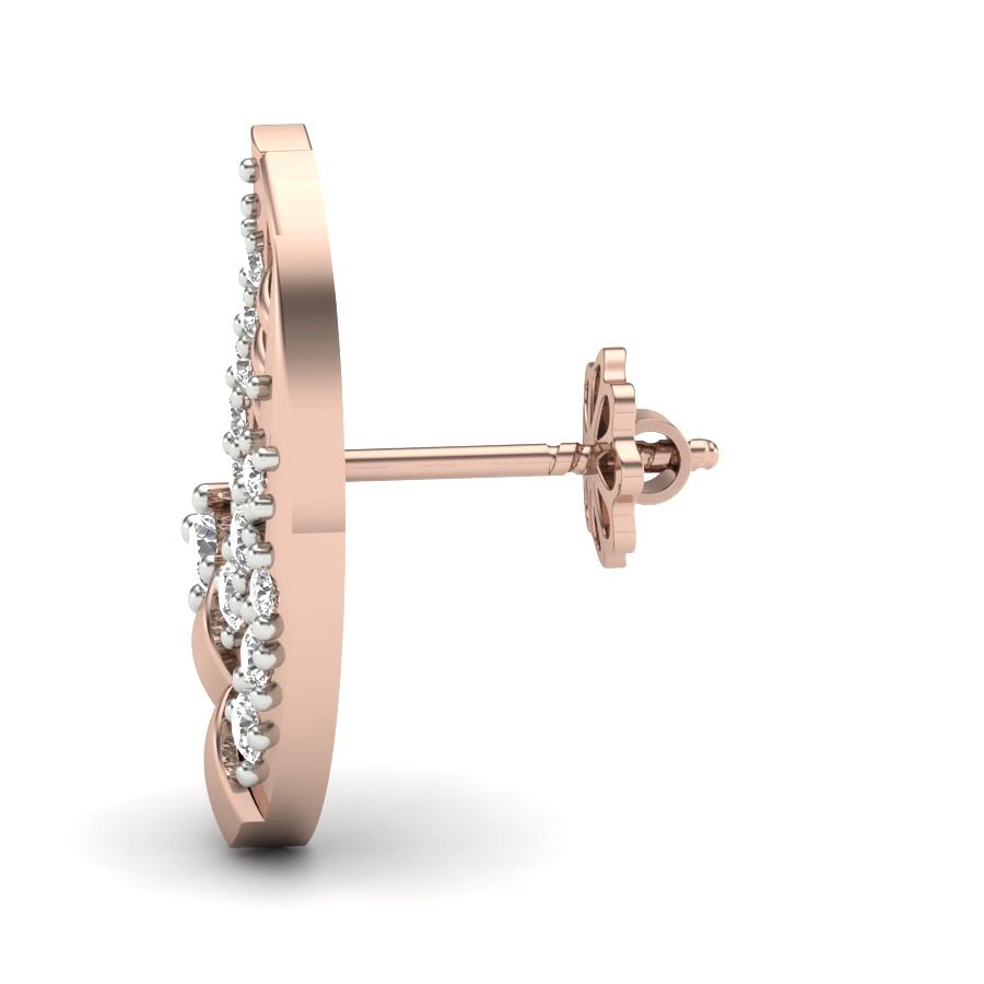Petals Design Style 18k Rose Gold Diamond Earring