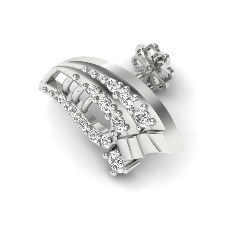 Petals Design Style 18k White Gold Diamond Earring