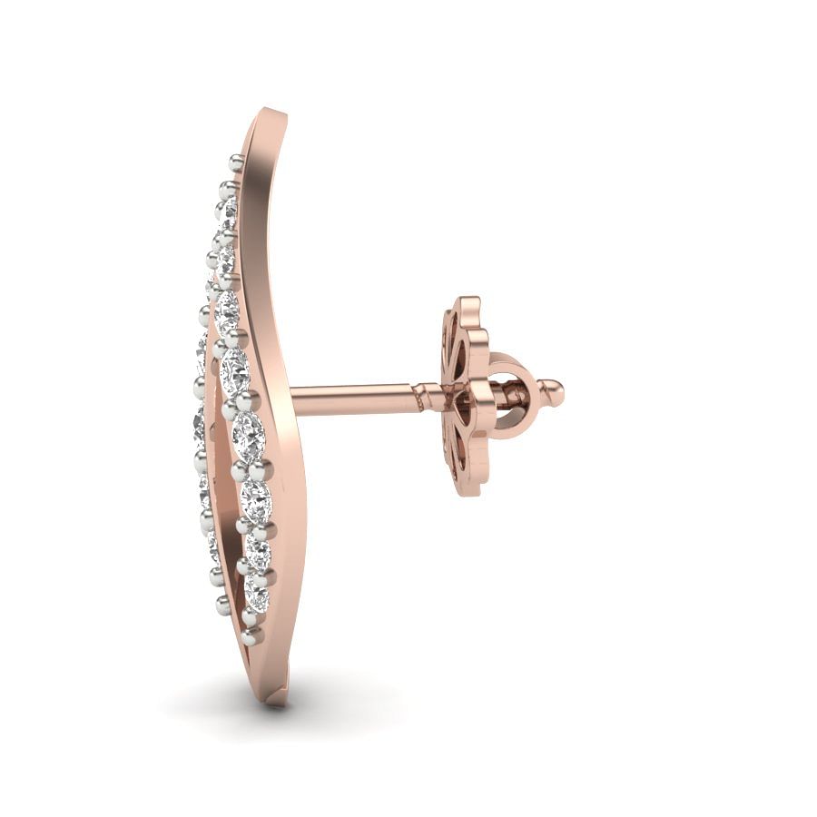 Modern Style Petal Rose Gold Diamond Earring