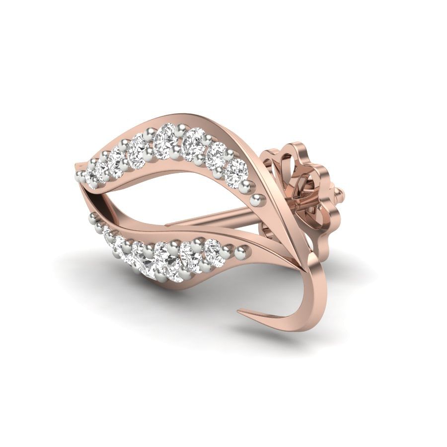 Modern Style Petal Rose Gold Diamond Earring
