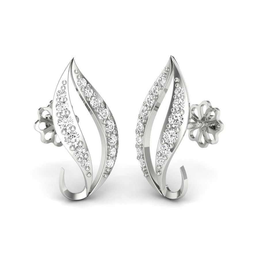 Modern Style Petal White Gold Diamond Earring