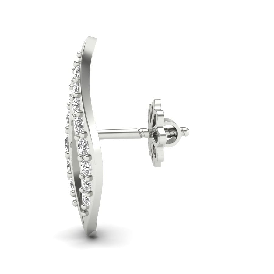 Modern Style Petal White Gold Diamond Earring