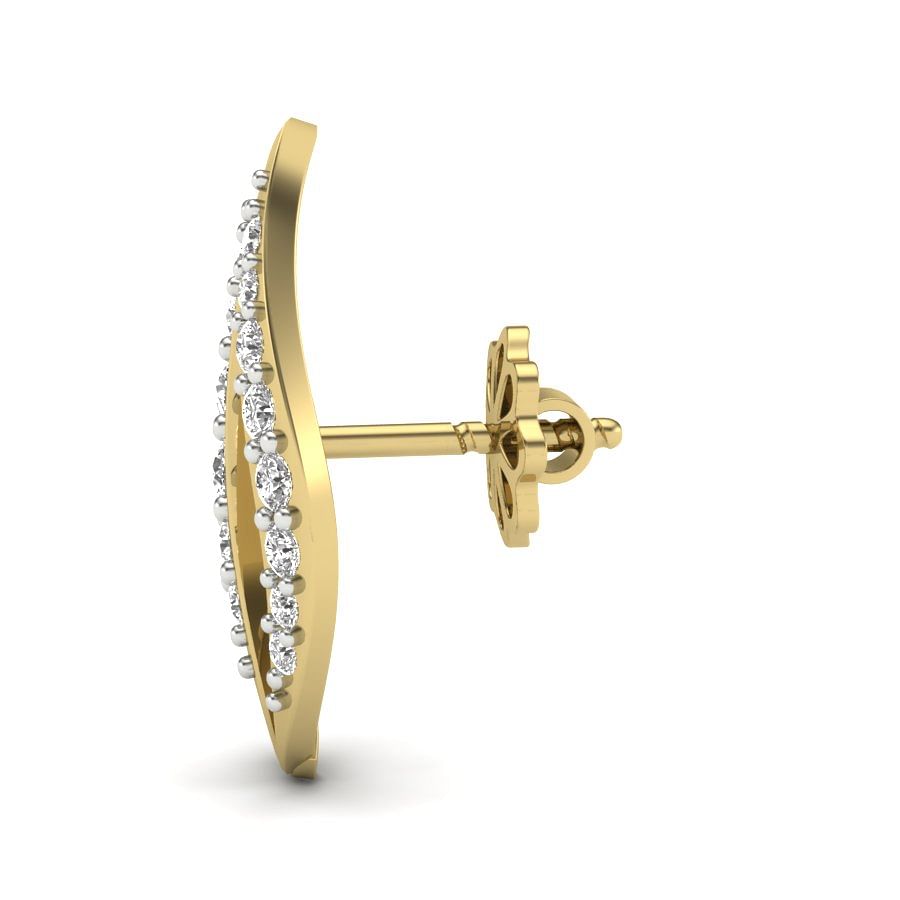 Modern Style Petal Yellow Gold Diamond Earring