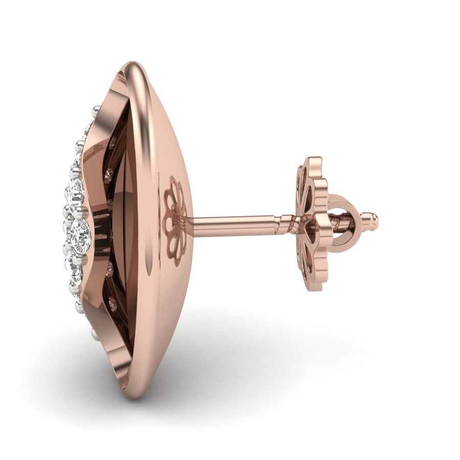 Oval Shape Stud Diamond Earring In Rose Gold