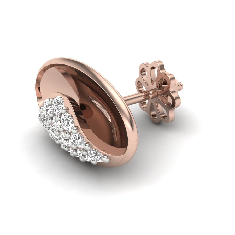 Oval Shape Stud Diamond Earring In Rose Gold