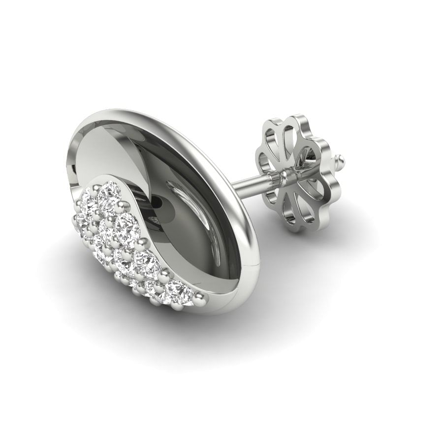 Oval Shape Stud Diamond Earring In White Gold