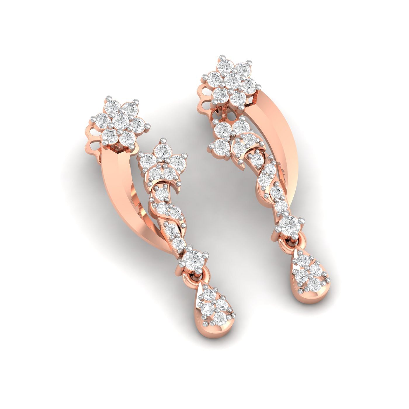 Small drop stud diamond earring in rose gold