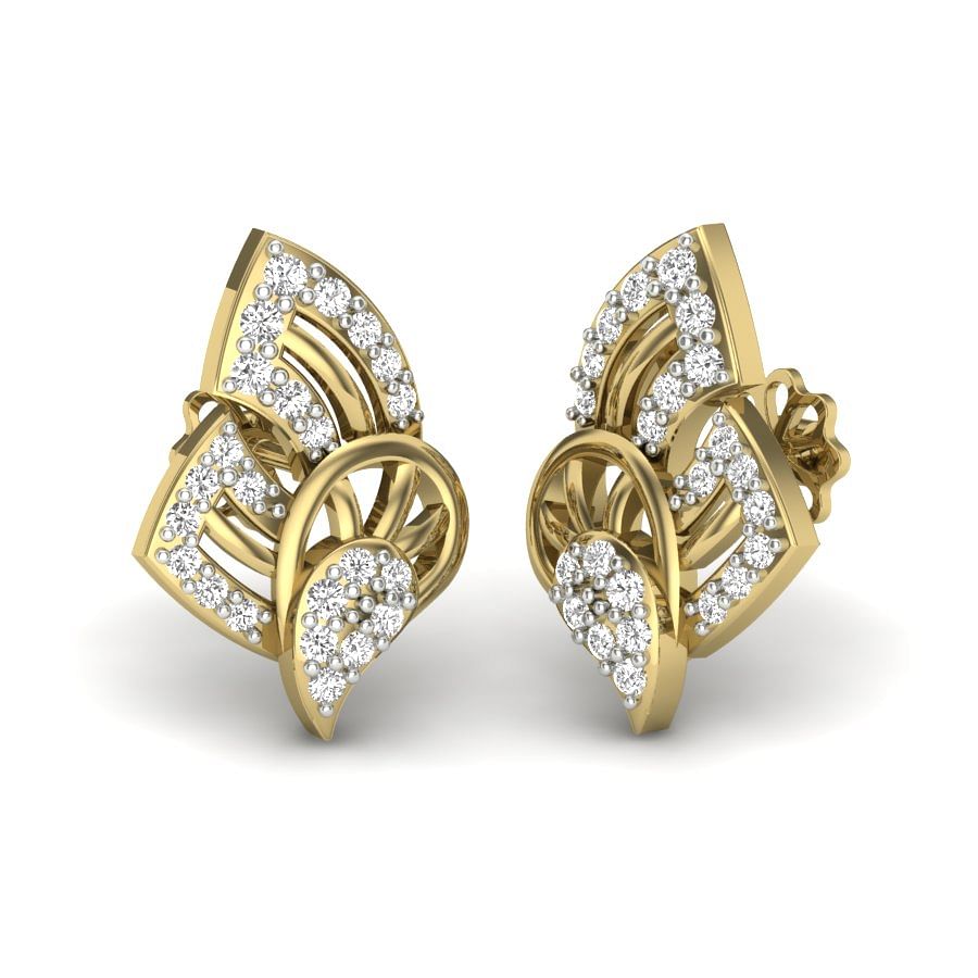 vintage inspired diamond earrings in yellow gold