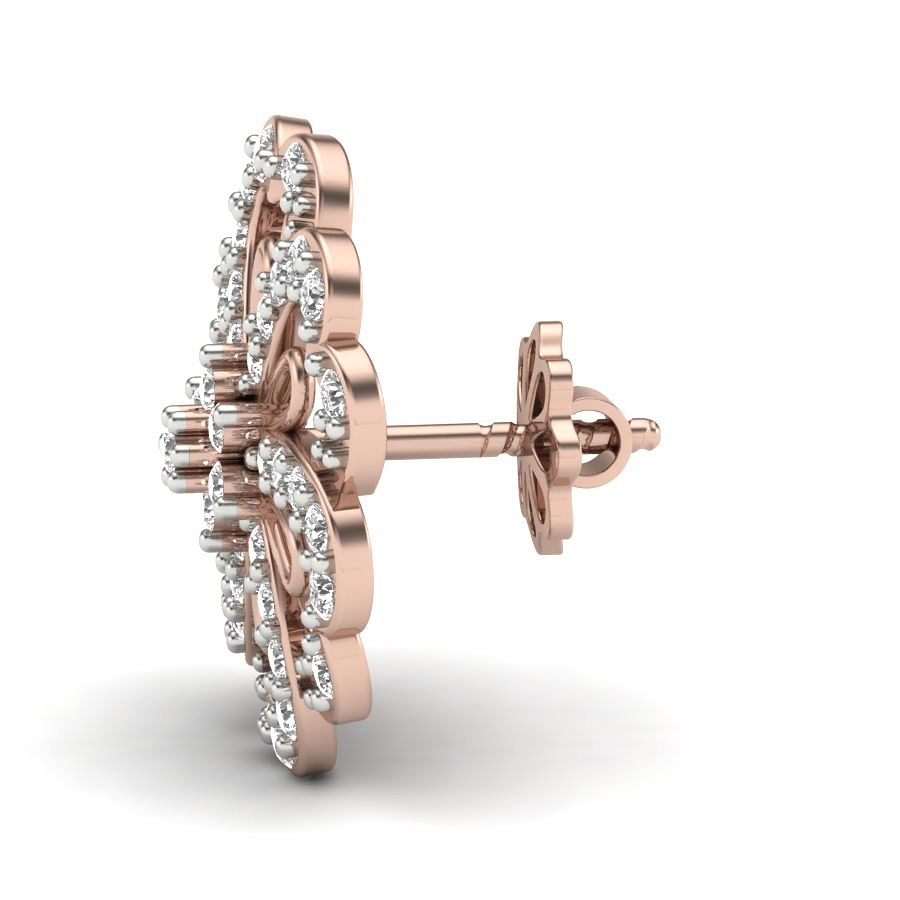 petal shaped diamond earrings in rose gold