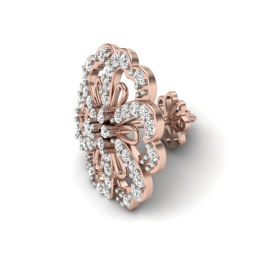 petal shaped diamond earrings in rose gold