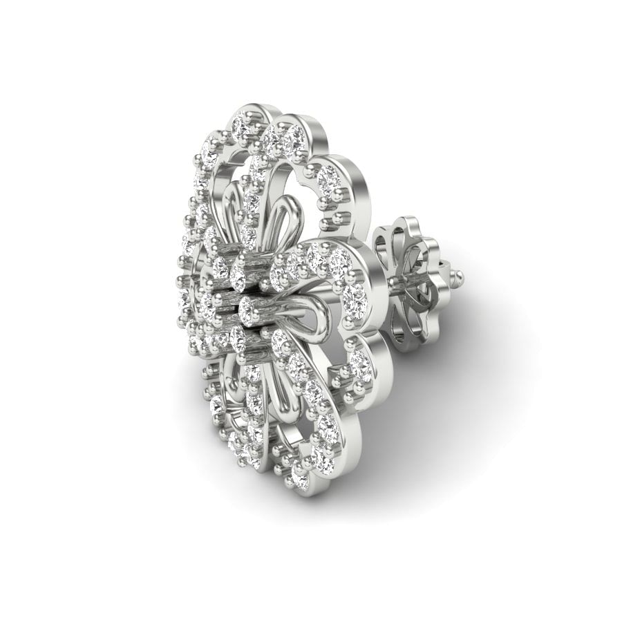 petal shaped diamond earrings in white gold