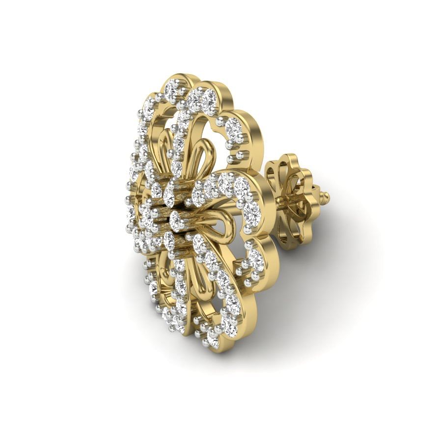 petal shaped diamond earrings in yellow gold