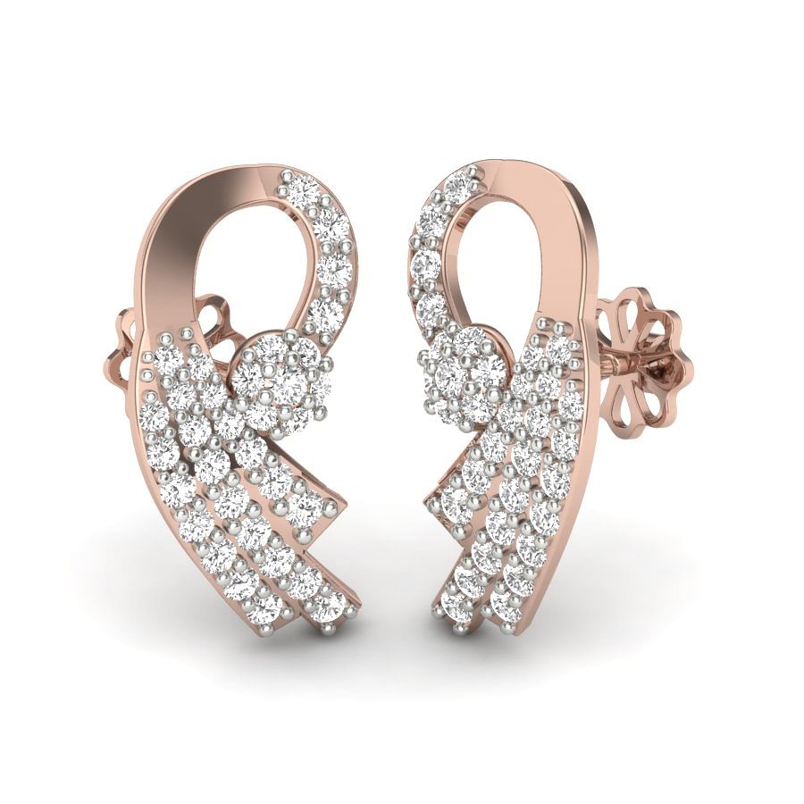 Feather Diamond Rose Gold Earring