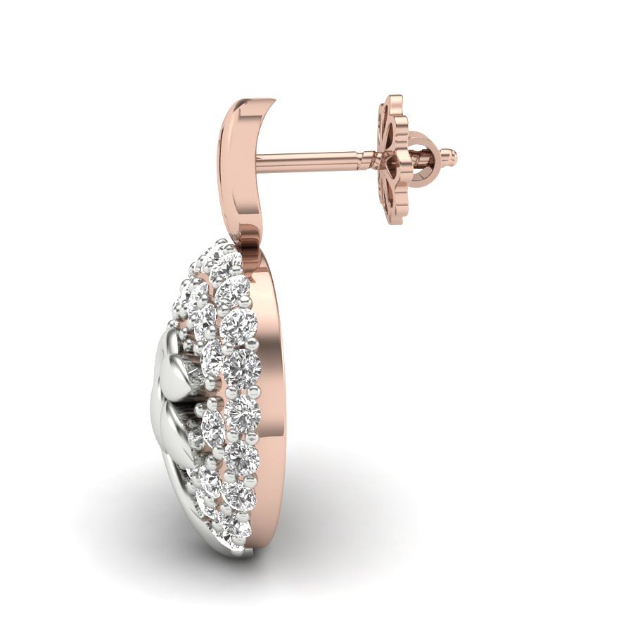 Round Style Diamond Earring In Rose Gold