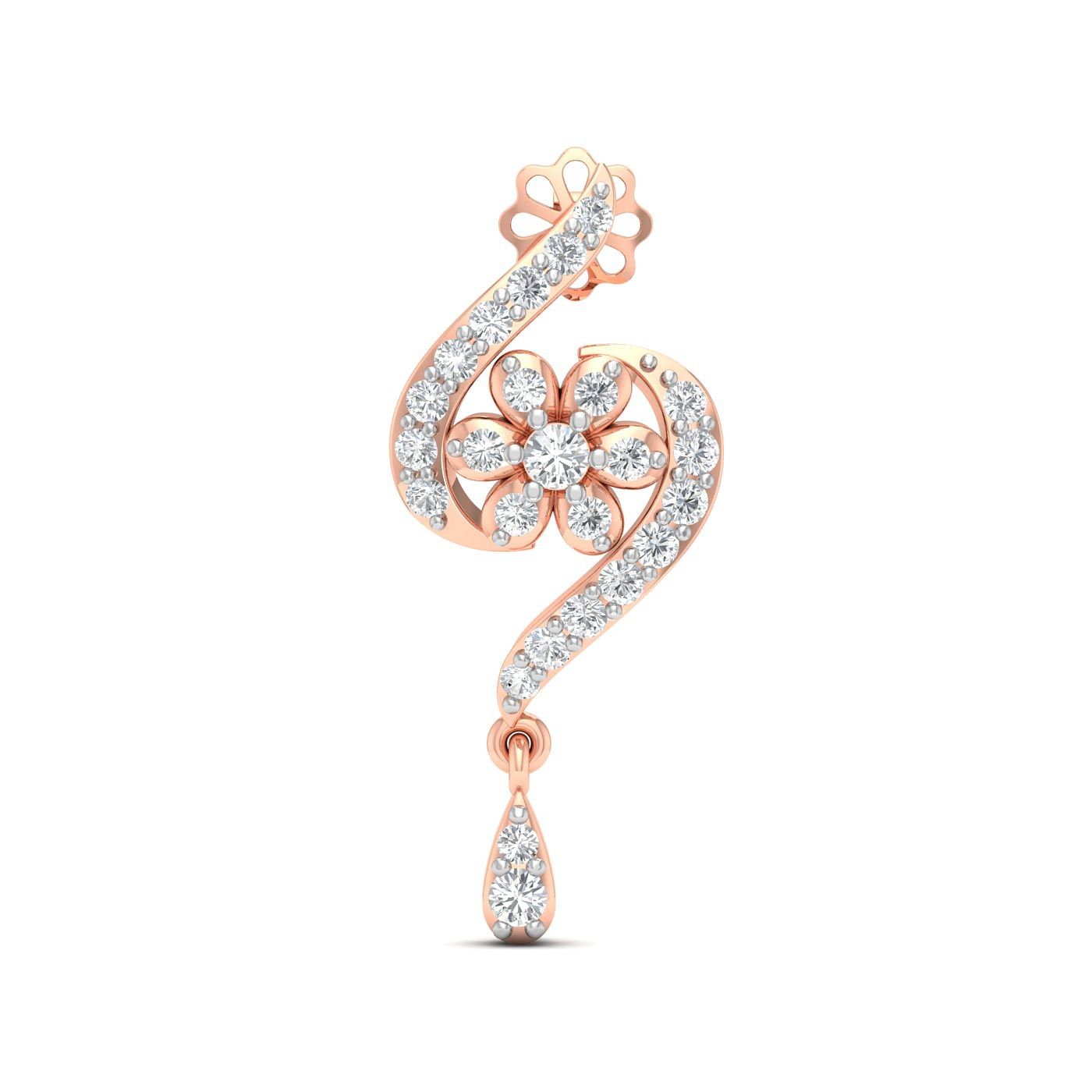 diamond flower cluster earrings in rose gold