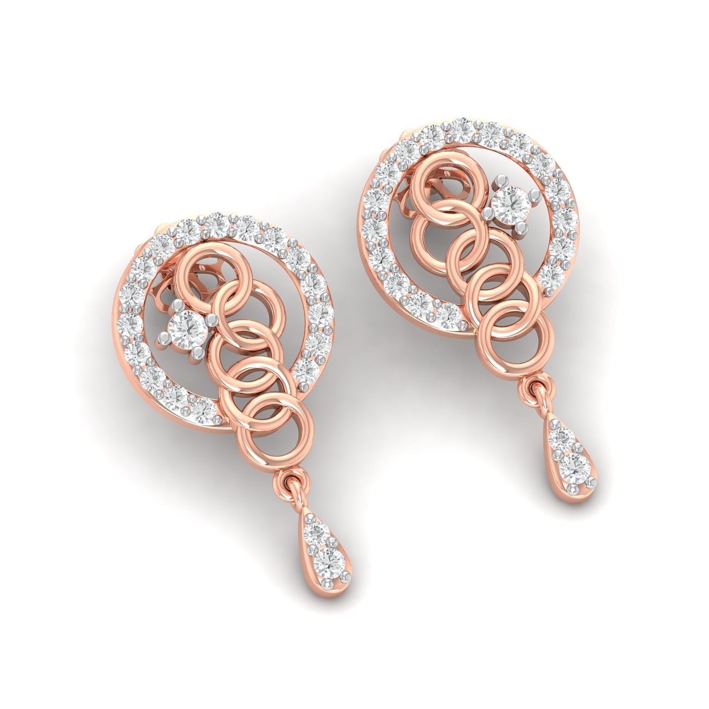 diamond teardrop earrings in rose gold