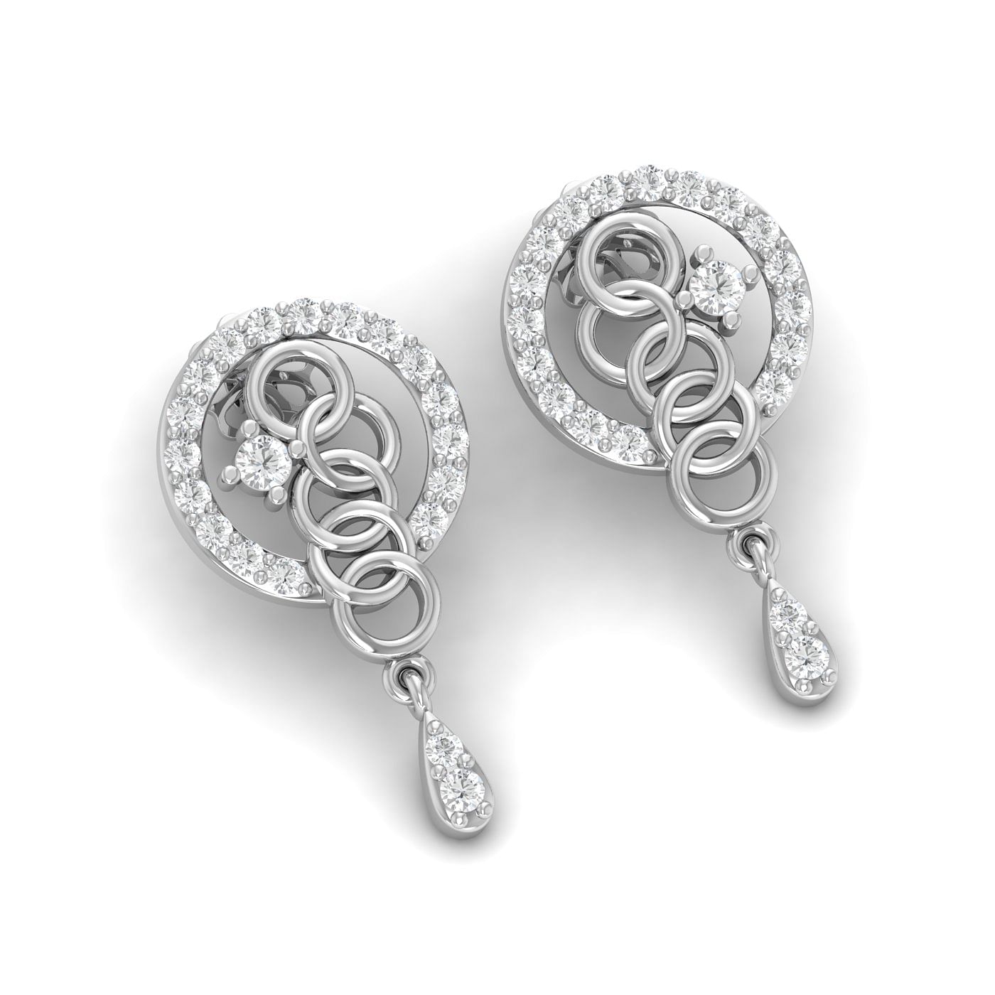 diamond teardrop earrings in white gold