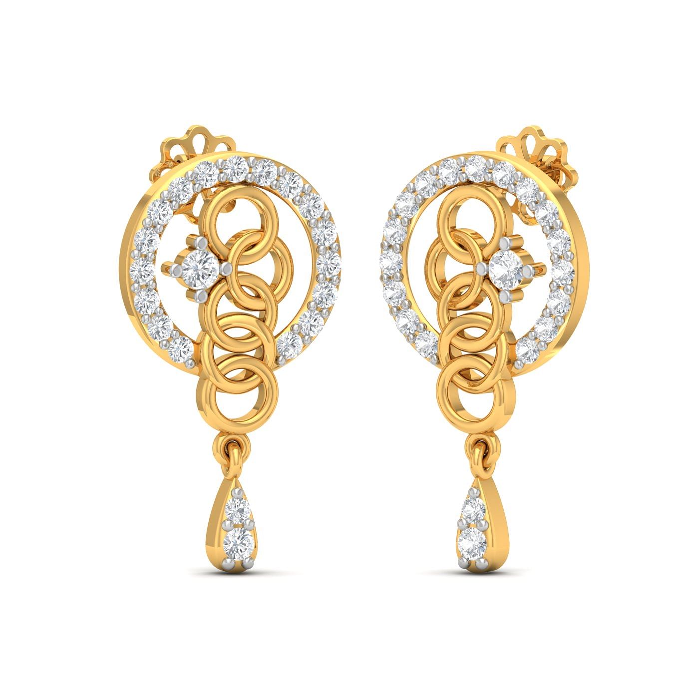 diamond teardrop earrings in yellow gold