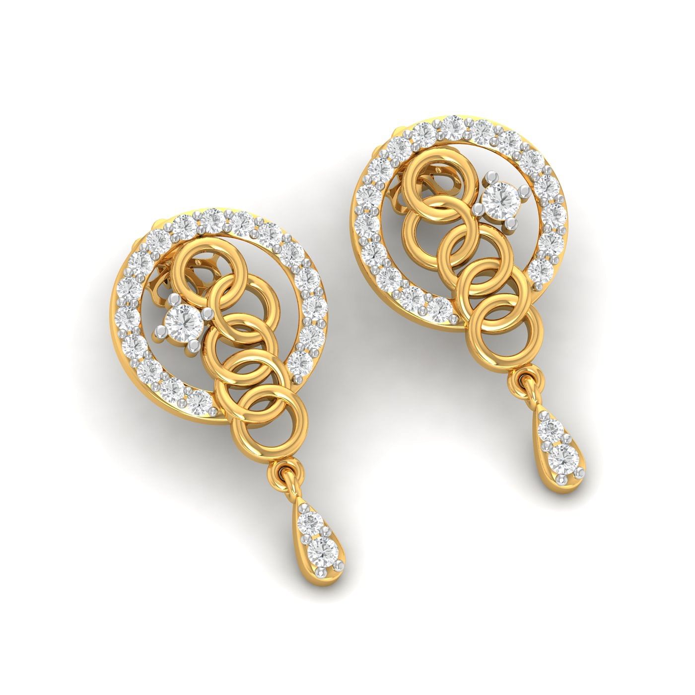 diamond teardrop earrings in yellow gold
