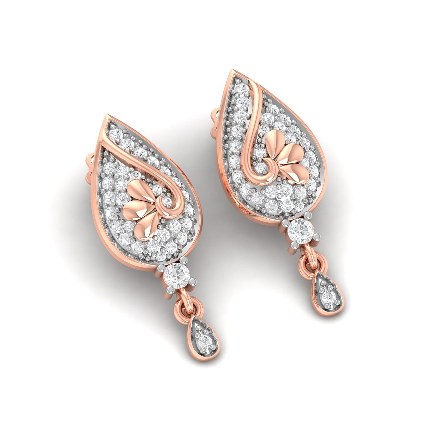 rose gold small diamond drop earrings for women