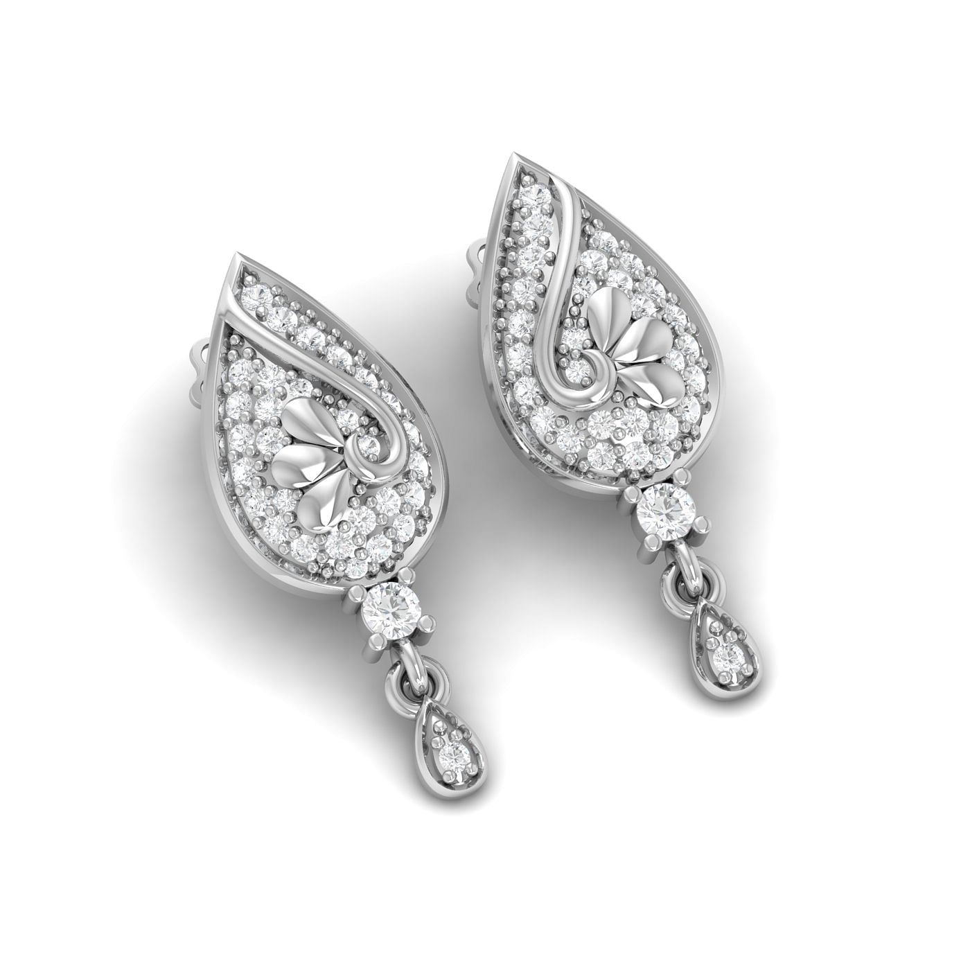 white gold small diamond drop earrings for women