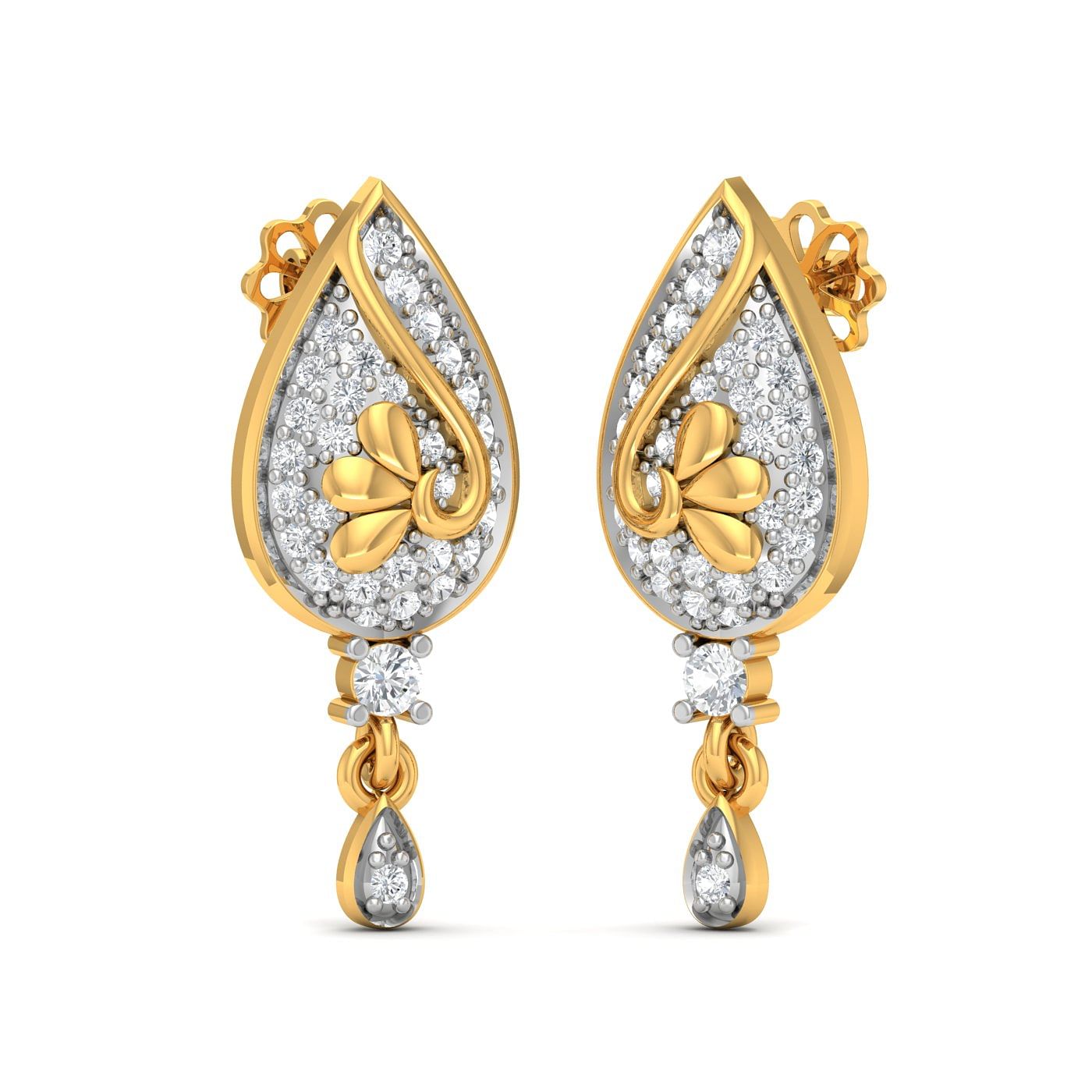 yellow gold small diamond drop earrings for women