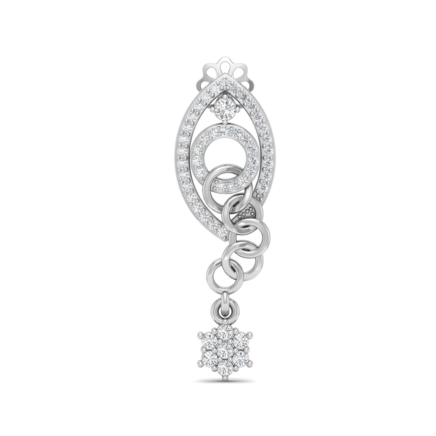 white gold diamond cluster dangle earrings