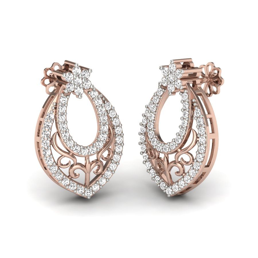 oval shape diamond earrings in rose gold
