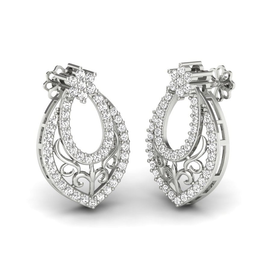 oval shape diamond earrings in white gold