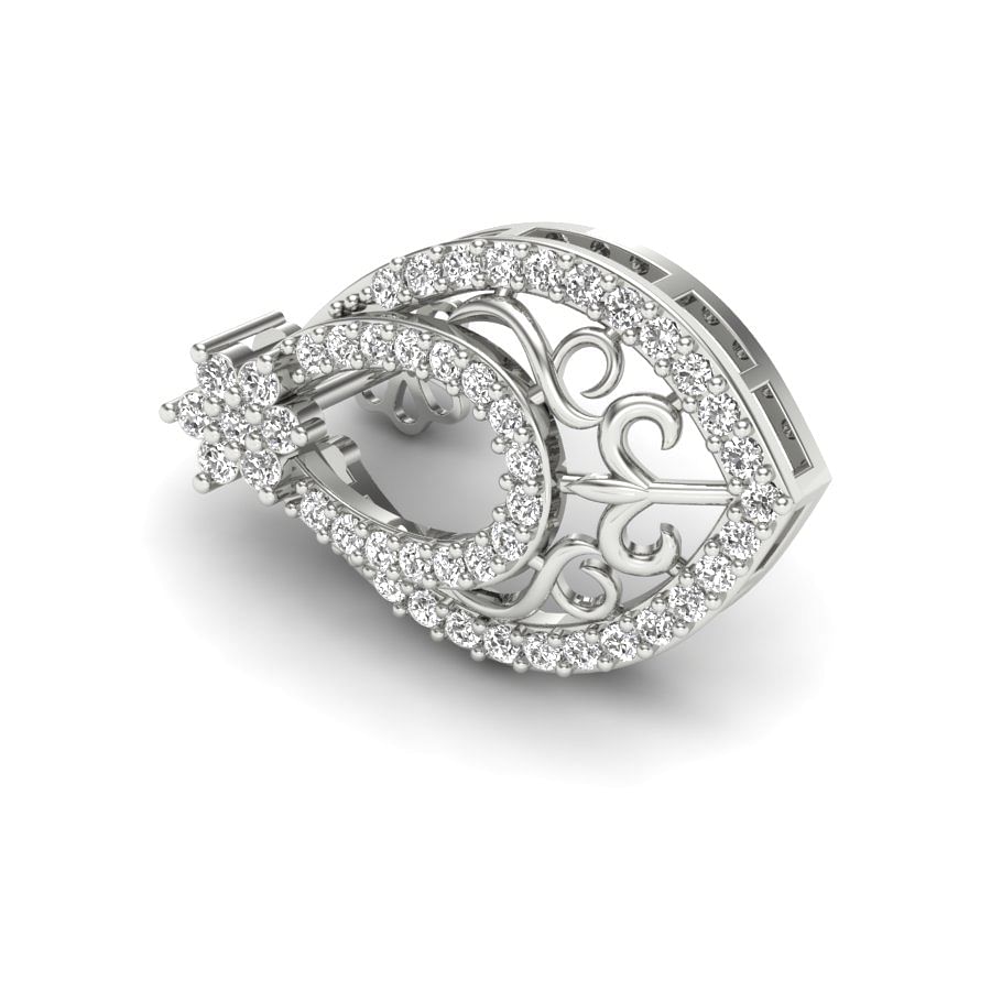 oval shape diamond earrings in white gold