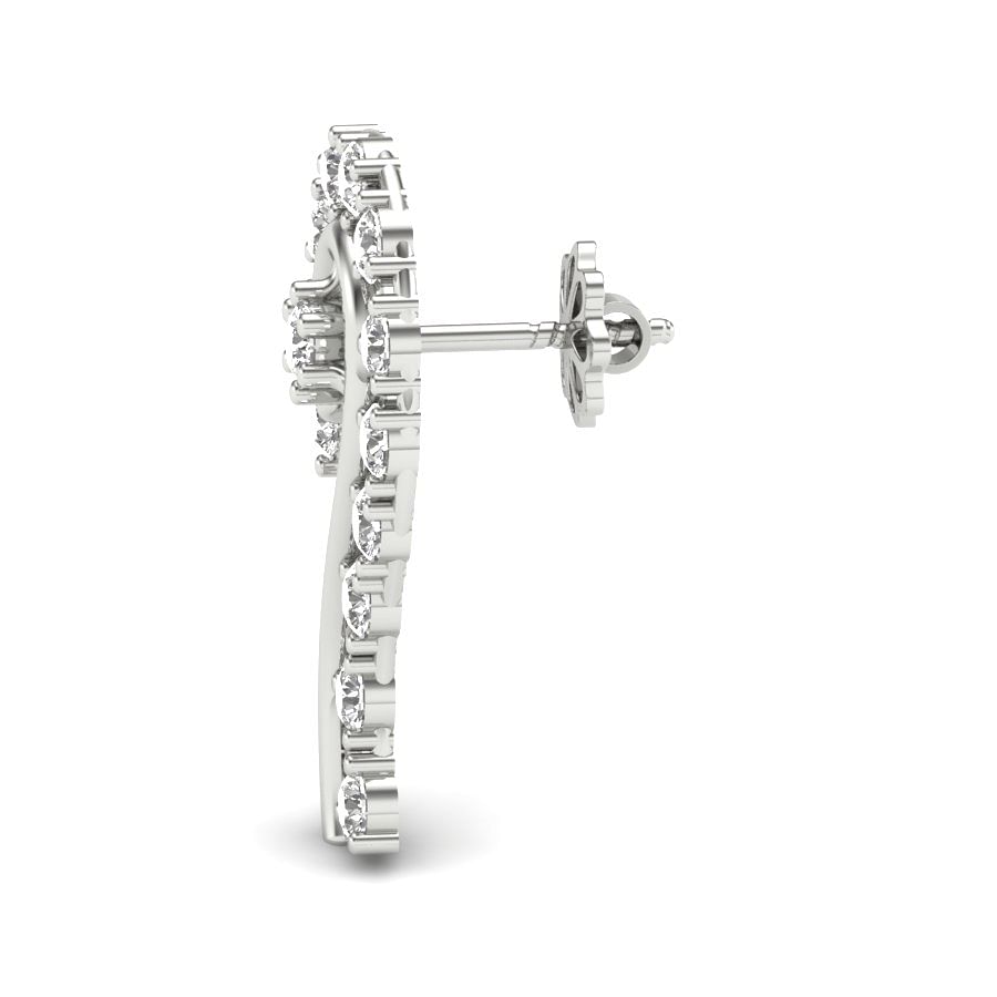 white gold with diamond earrings for office wear