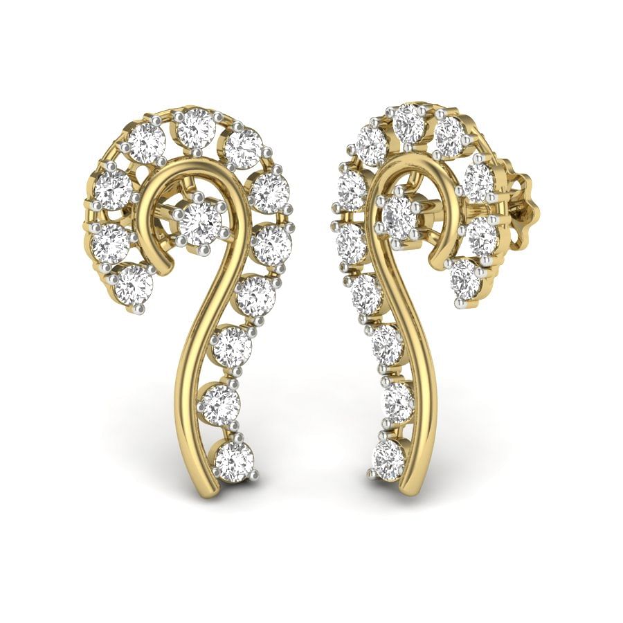 yellow gold with diamond earrings for office wear