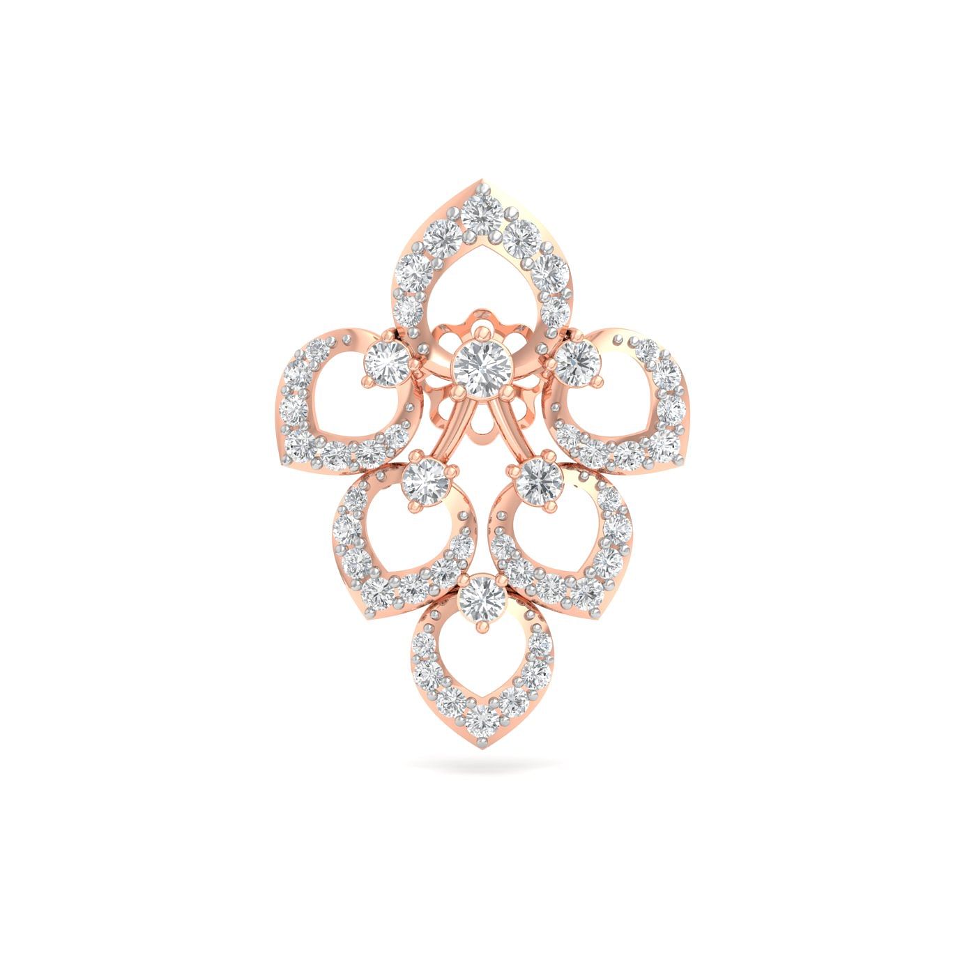 Petals Design Diamond Earring In Rose Gold