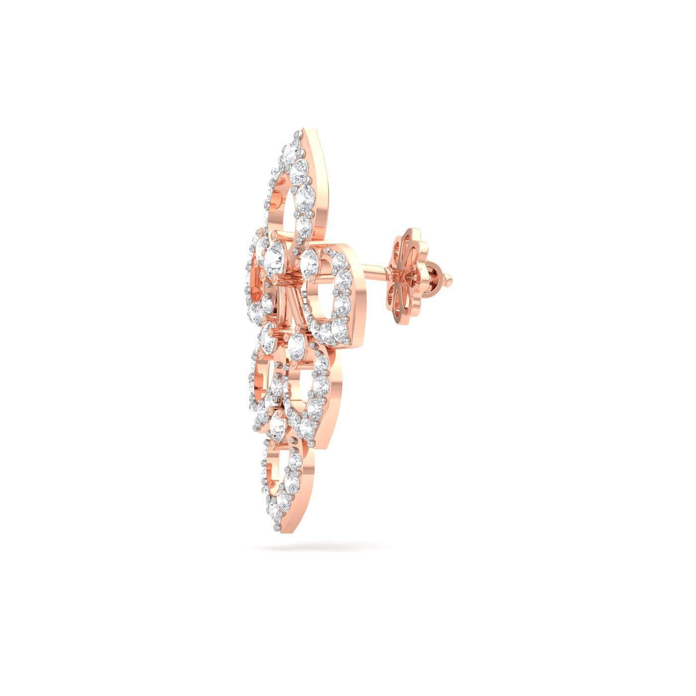Petals Design Diamond Earring In Rose Gold