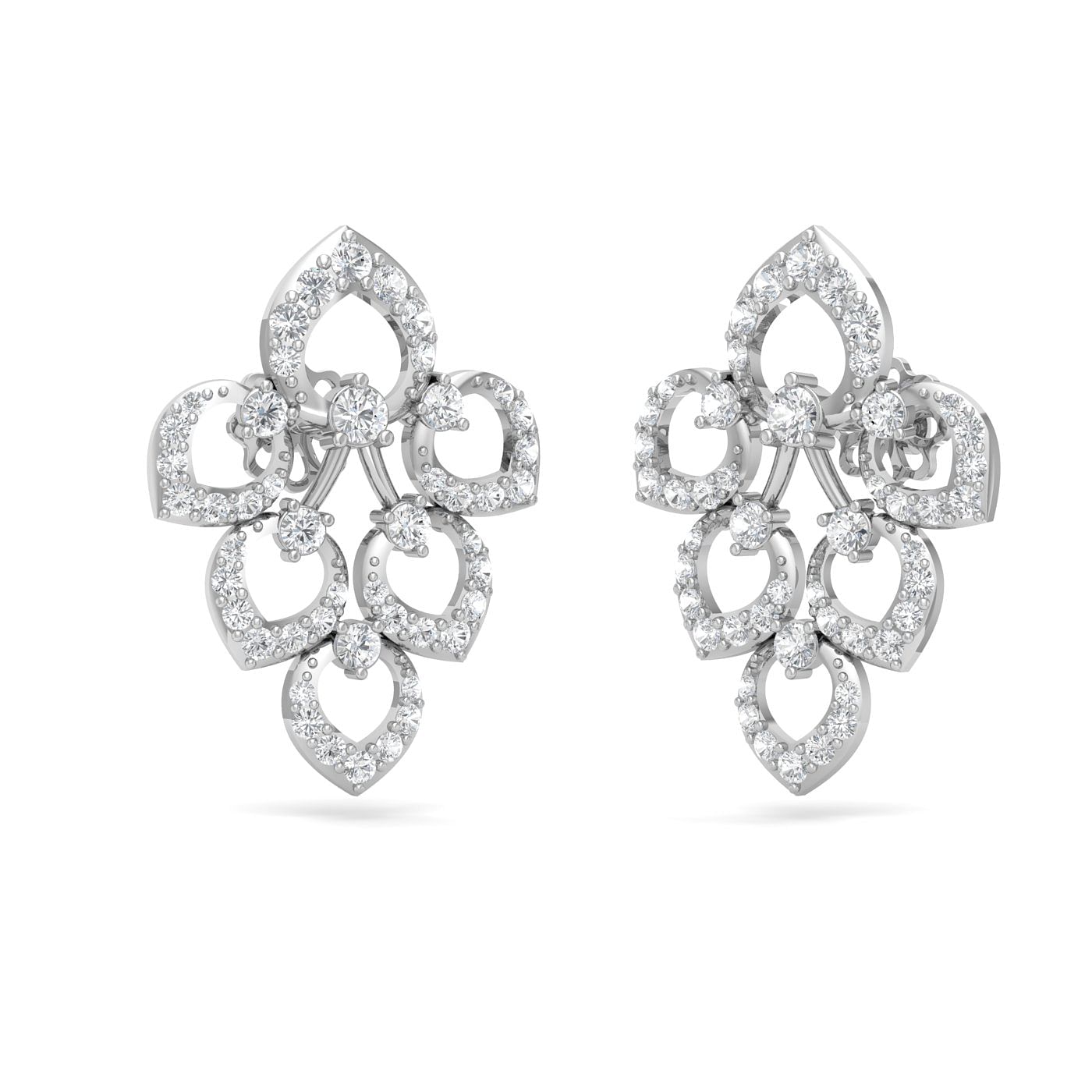 Petals Design Diamond Earring In White Gold