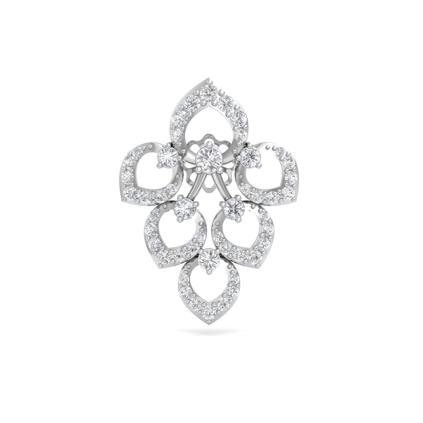 Petals Design Diamond Earring In White Gold