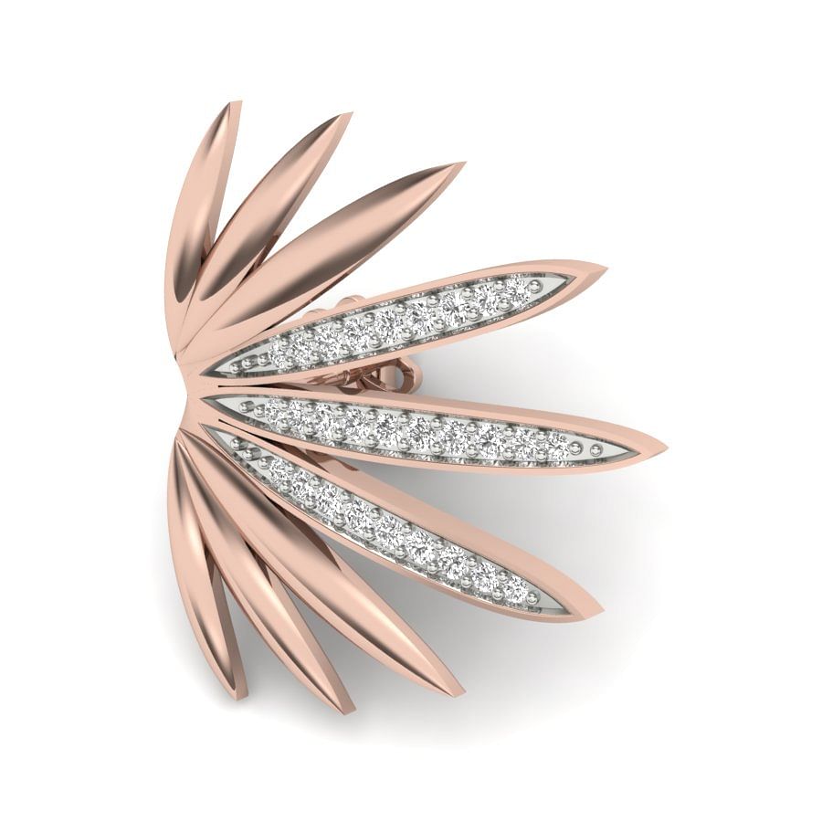 erba diamond earring | leaf style rose gold diamond earring
