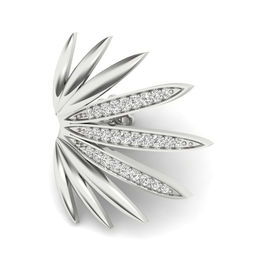 erba diamond earring | leaf style white gold diamond earring