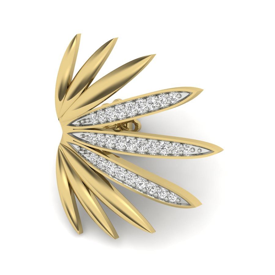 erba diamond earring | leaf style yellow gold diamond earring