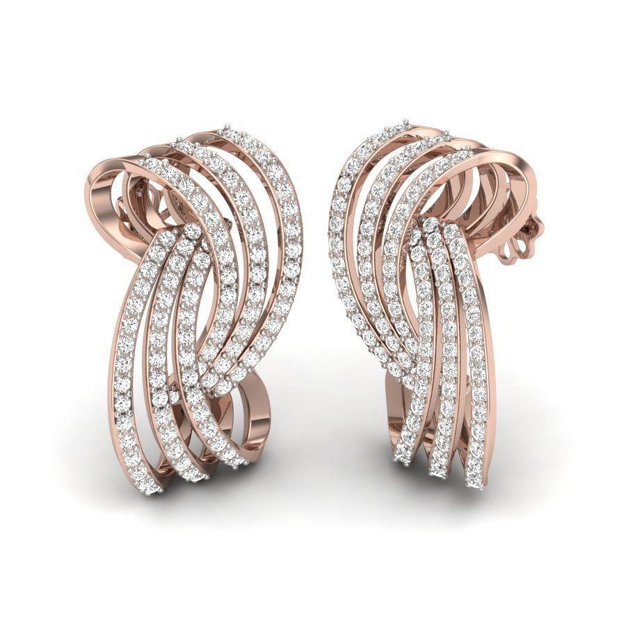 Gauri Diamond Earring | Rose Gold 18k Modern Diamond Earring