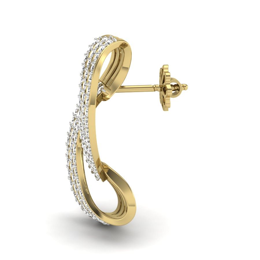 Gauri Diamond Earring | Yellow Gold 18k Modern Diamond Earring